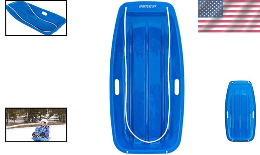 SportStuff Classic Snow Toboggan for Kids - 1-Person Plastic Sled in Blue