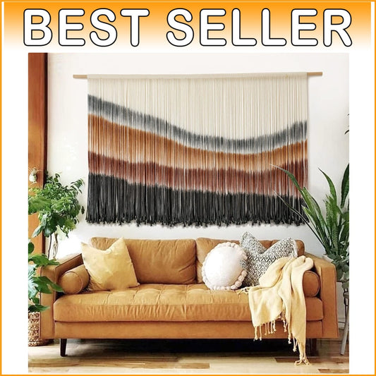 Intricate Coffee Brown Macrame Wall Hanging: Handcrafted Tie-Dye Tapestry