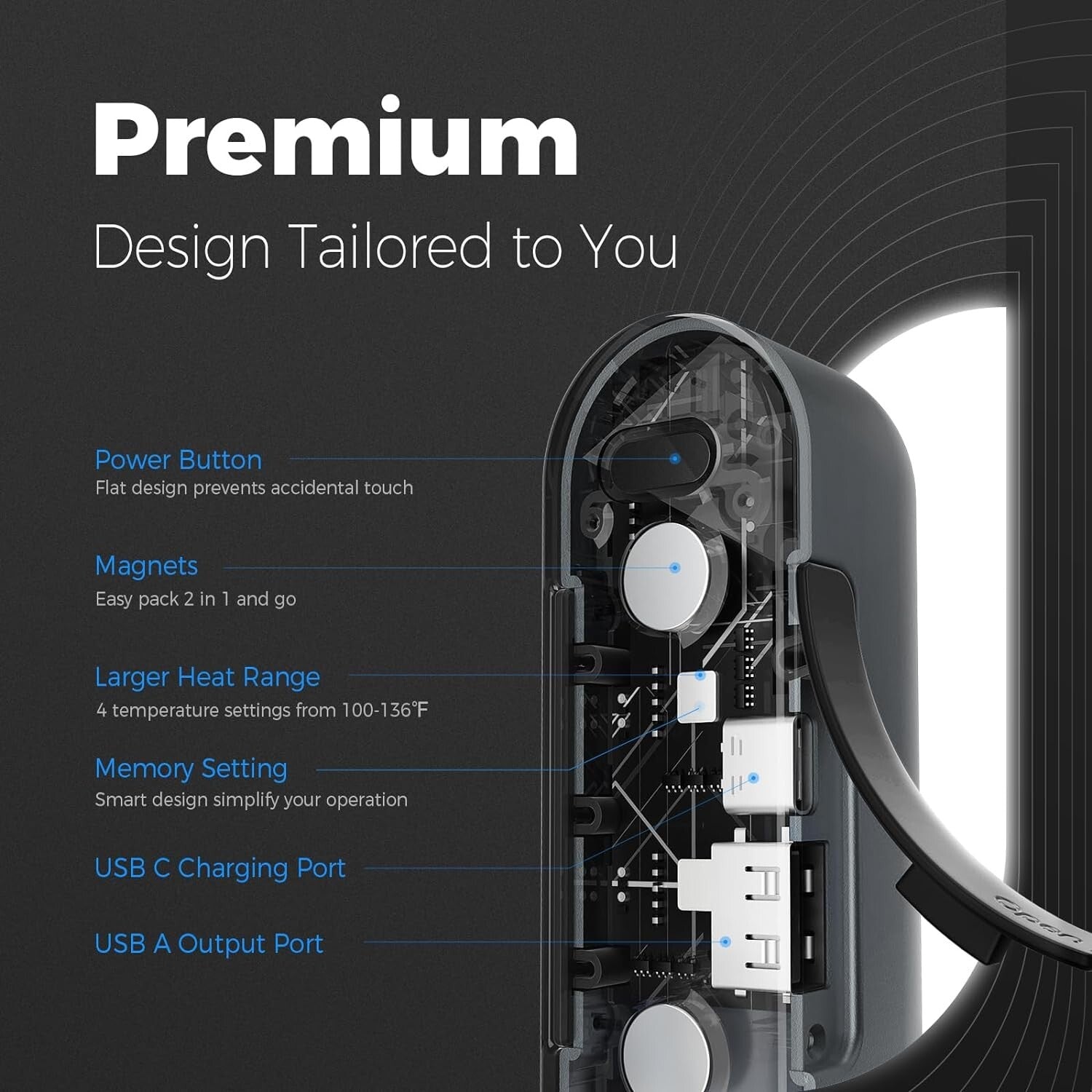 Portable Electric Hand Warmers with 4 Heat Levels - Ideal for Golf & Camping