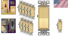Load image into Gallery viewer, Modern Gold Decorator Switches 15A for Residential &amp; Commercial Spaces, 10 Pack