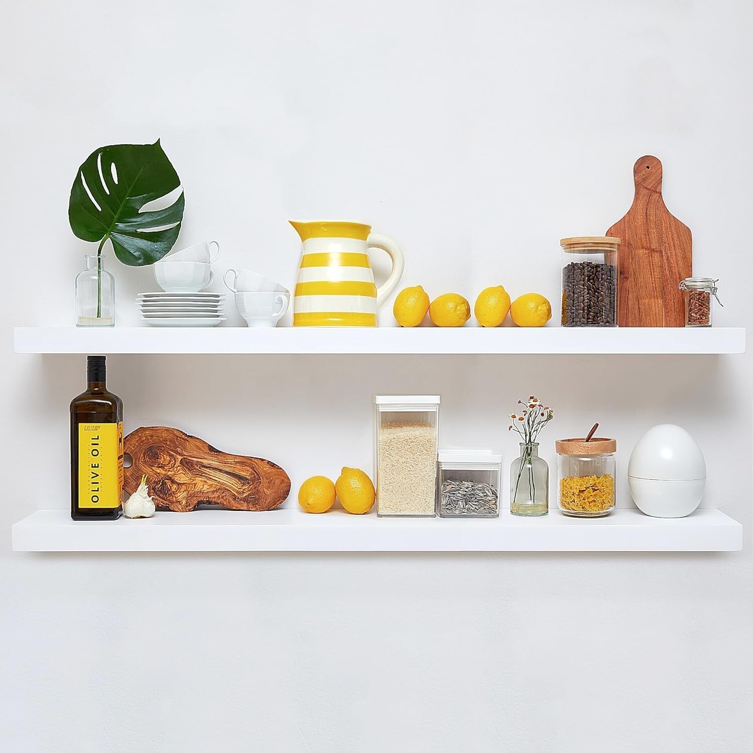 Heavy-Duty 48 Inch Floating Shelves - Elegant Décor for Kitchen & Bathroom
