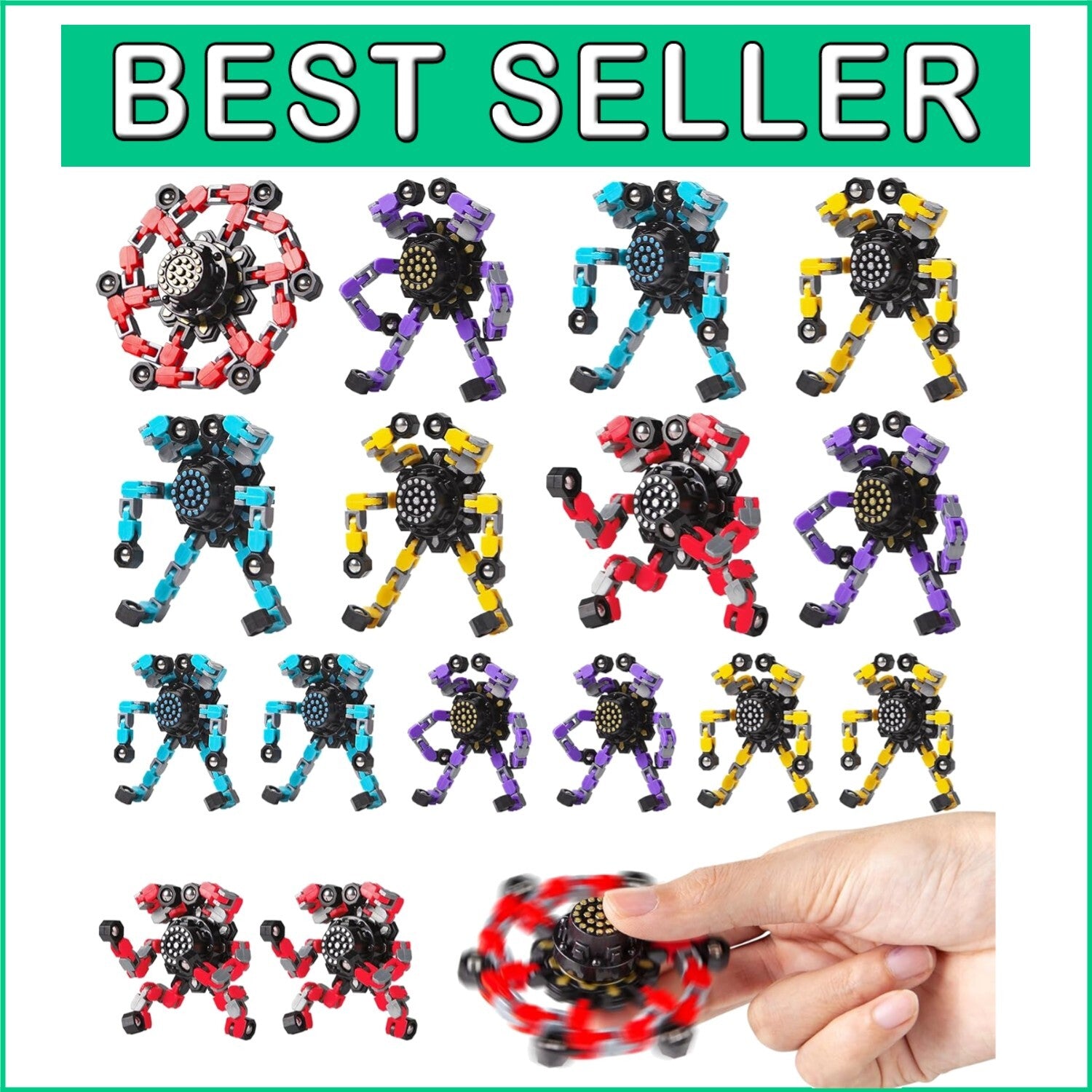16 Transformable Fidget Spinners for Kids & Adults - Stress Relief Sensory Toys