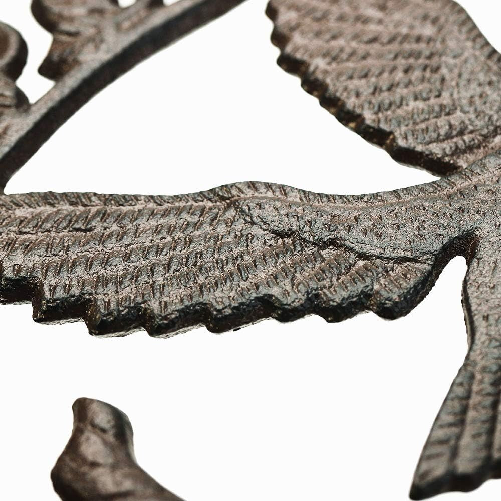 Heavy-Duty Hummingbird Wall Hooks - Adjustable 10.4 Inch Cast Iron Set of 2