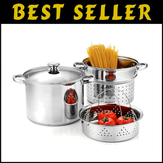 Heavy-Duty Stainless Steel 4-Piece 8 Quart Multipots for Culinary Excellence