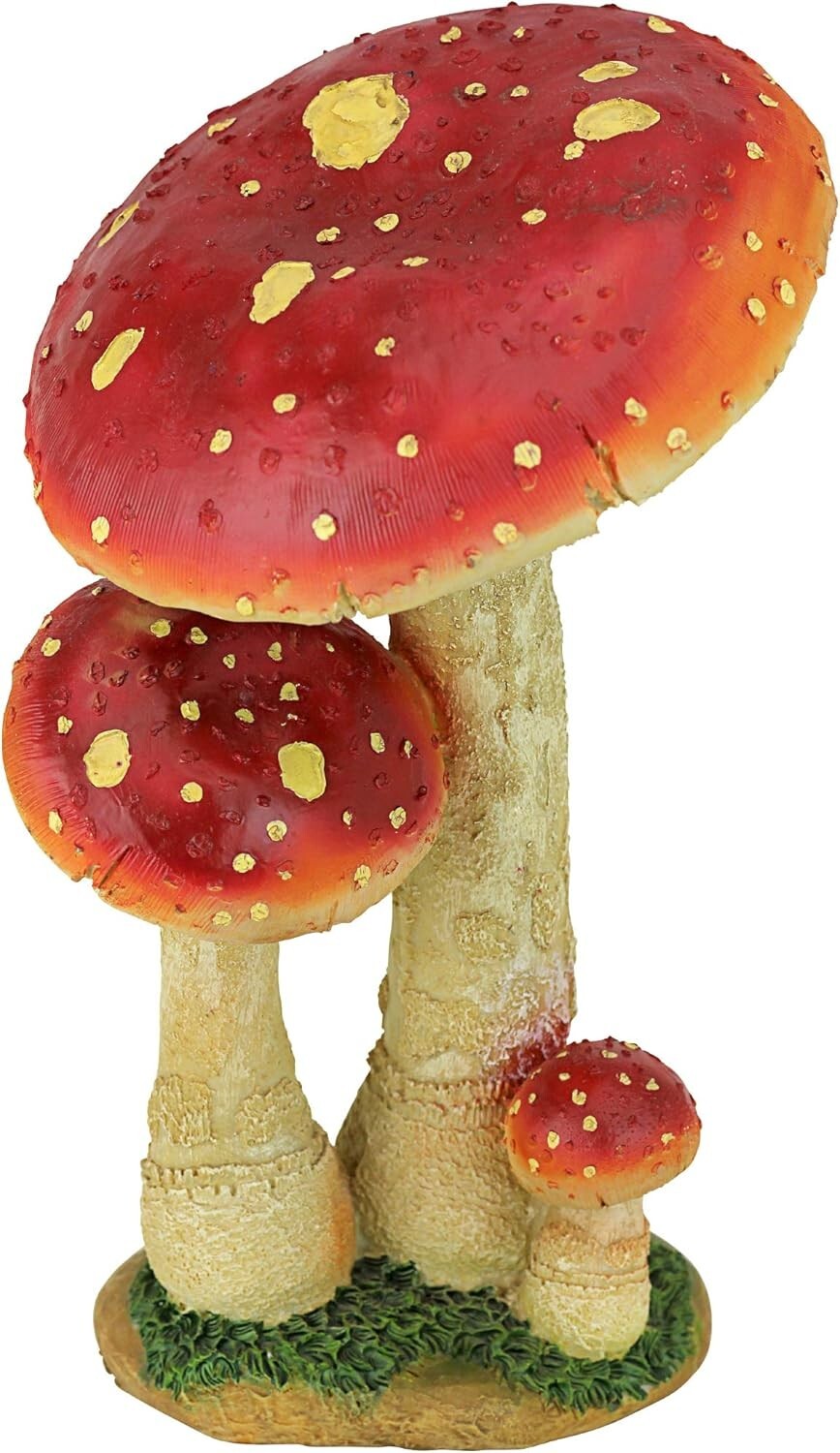 Lightweight Mystic Mushroom Statue: Hand-Cast Red Garden Decor - 12.99” Tall