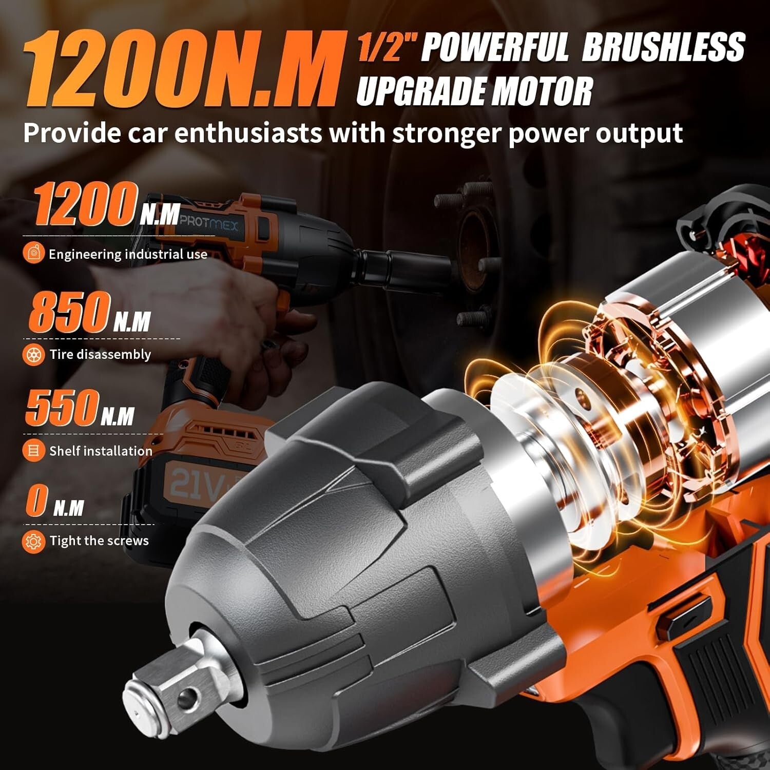 Compact 900 Ft-lbs Cordless Impact Wrench with Adjustable Torque Features