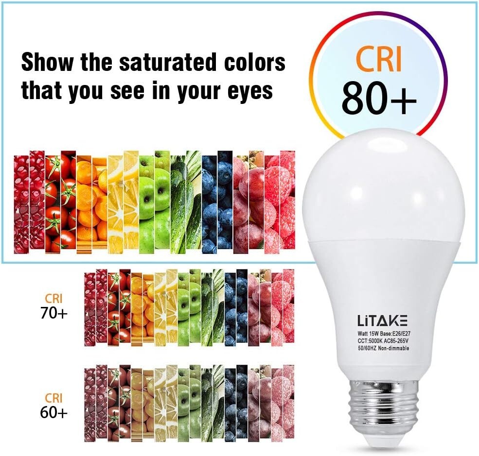 Bright 1600 Lumen Daylight LED Bulbs, 20,000 Hours Lifetime, E26 Base – 12 Pack