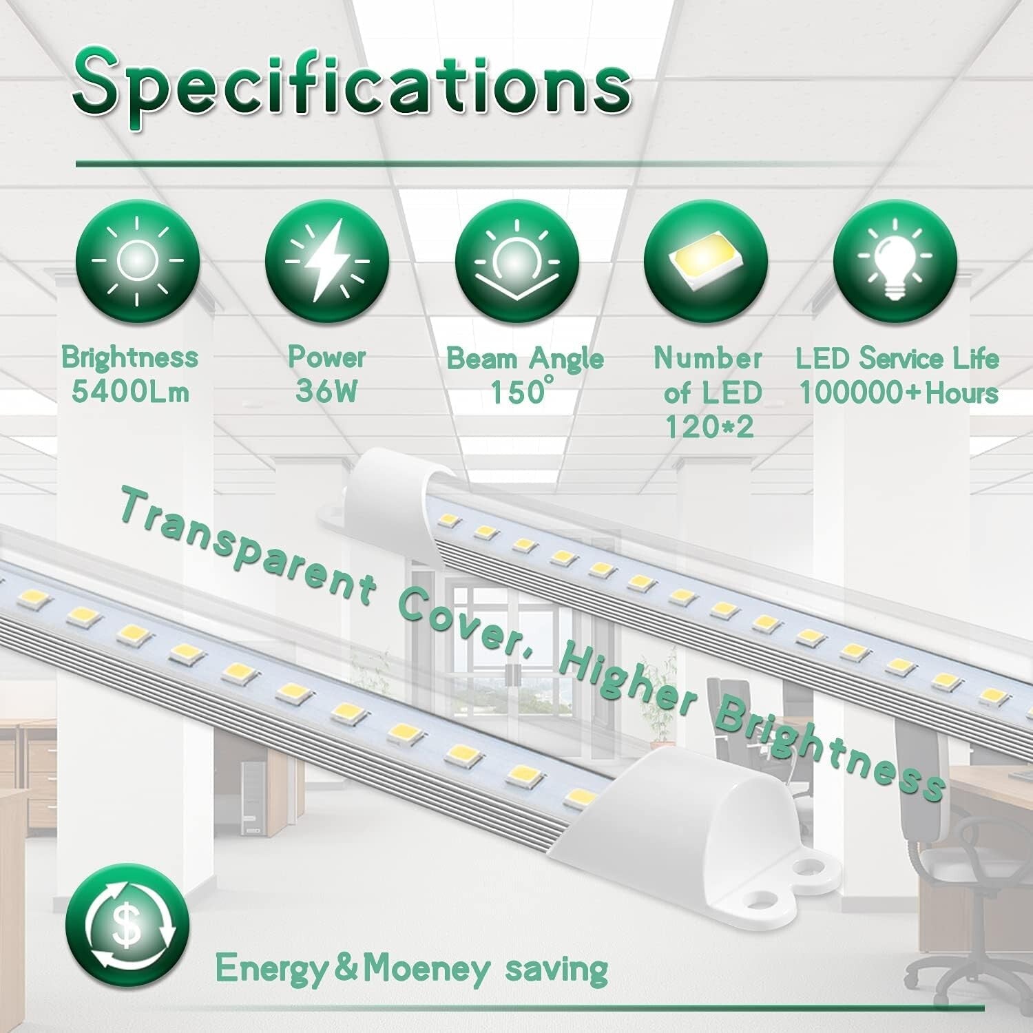 Energy Efficient! 4FT LED Retrofit Kit 36W Magnetic Mount - 5400 Lumens