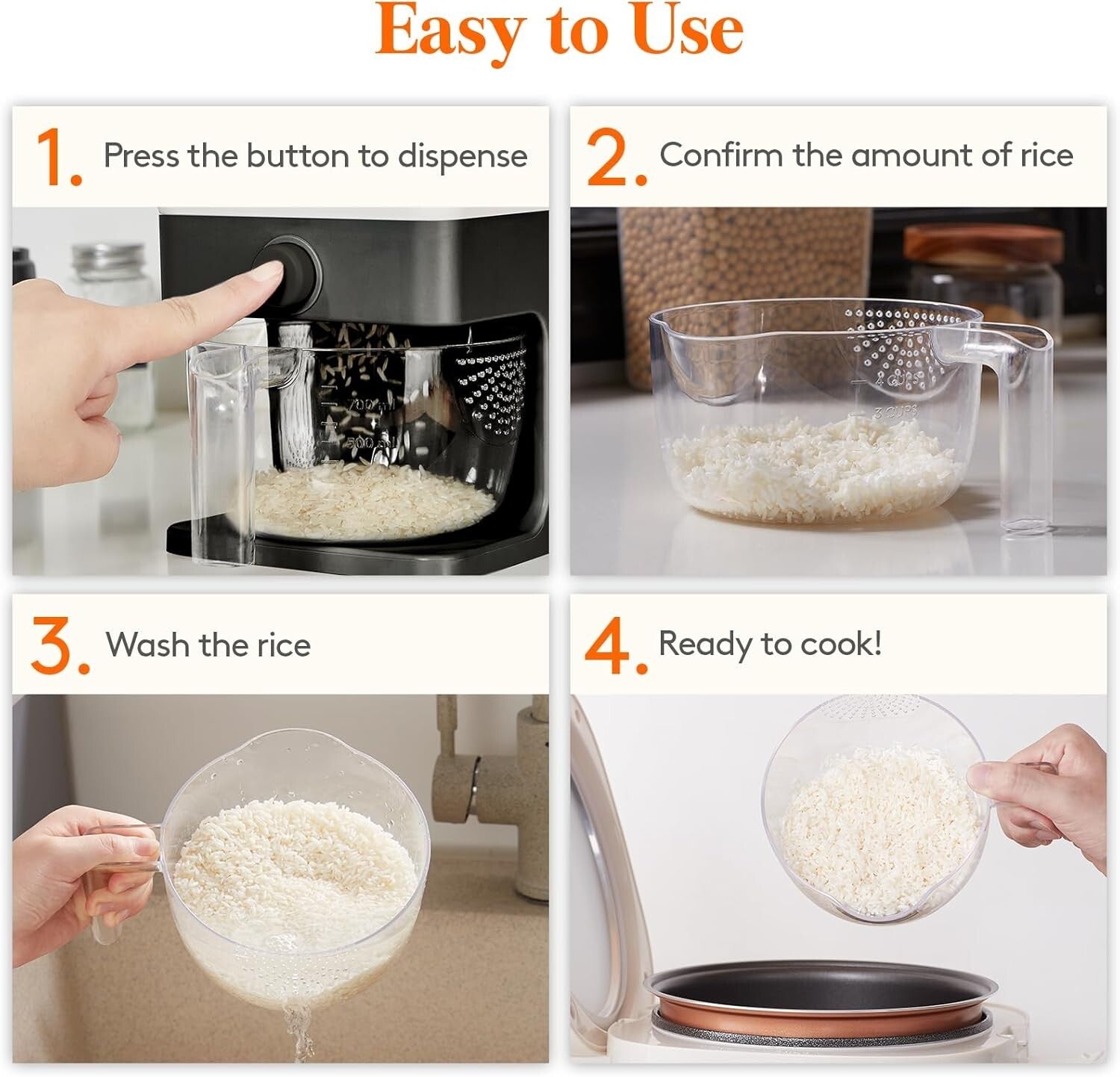 BPA-Free Grain Dispenser with Push-Button Seal - Ideal for Pantry Organization
