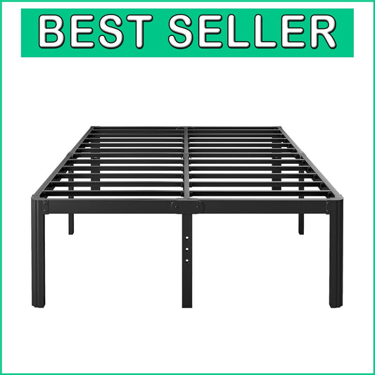 Full Size Metal Bed Frame - 18" High, Easy Assembly, No Box Spring Required