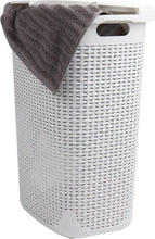 Load image into Gallery viewer, 60L Lightweight Wicker-Style Laundry Hamper with Hinged Lid - Stylish Storage