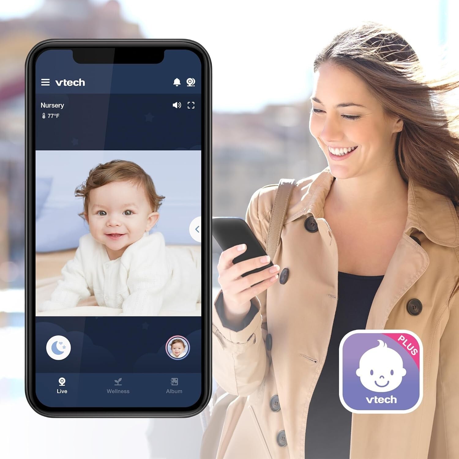 Smart Baby Monitor with Remote Access, HD Night Vision & Temperature Alerts