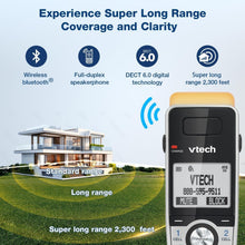 Load image into Gallery viewer, Long Range DECT 6.0 Cordless Phone with 5 Handsets &amp; Bluetooth - 2300 Ft Range