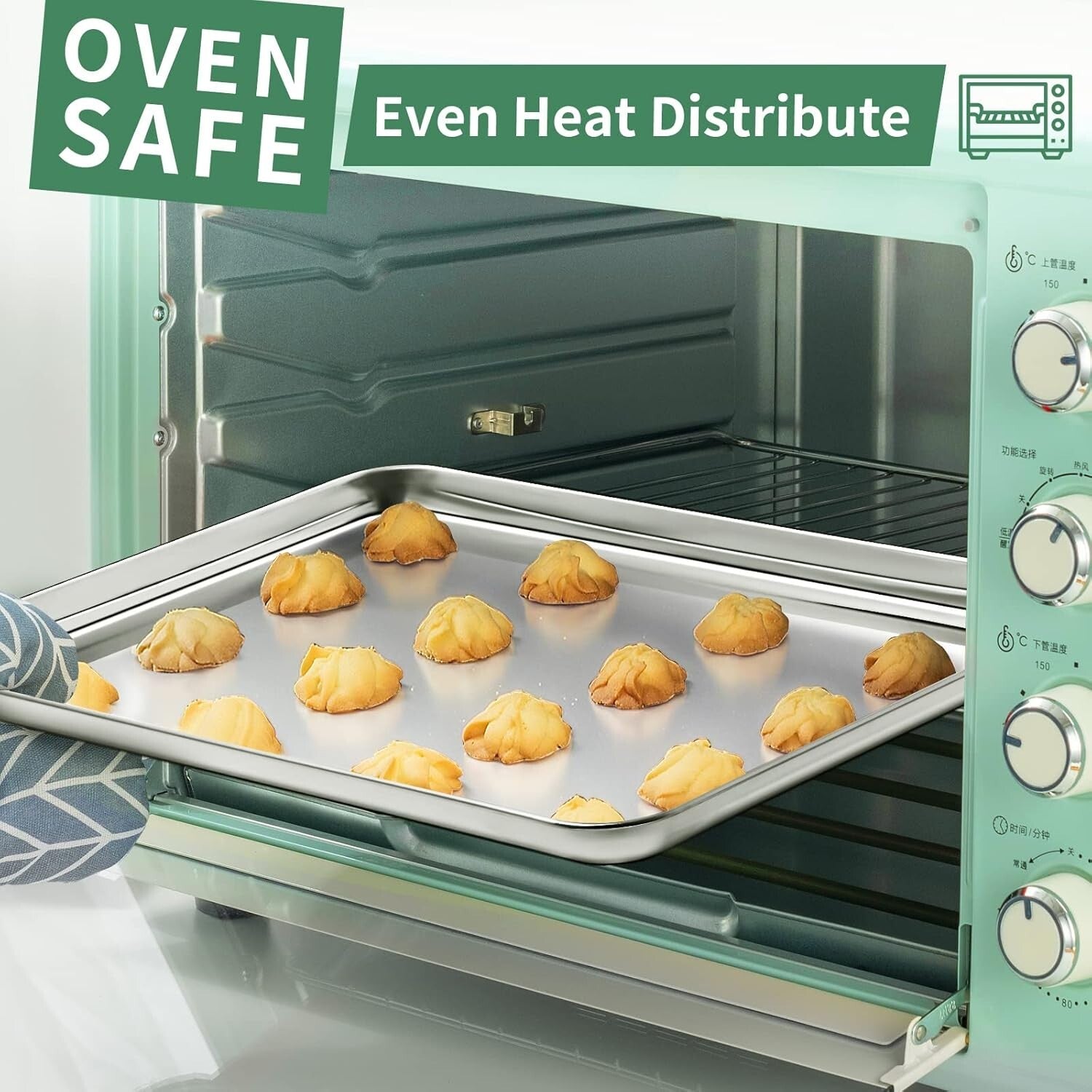 Easy-Clean Stainless Steel Baking Sheets Set of 2 - 23.54x15.67" for All Recipes