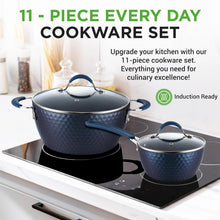 Load image into Gallery viewer, Durable 11-Piece Nonstick Cookware Set with Tempered Glass Lids and Utensils