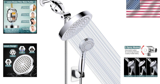 Chrome Plated High Pressure Shower Head & Handheld Filter Combo with 60'' Hose