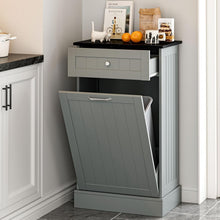 Load image into Gallery viewer, Elegant 10-Gallon Freestanding Wood Recycling Storage &amp; Trash Cabinet in Gray