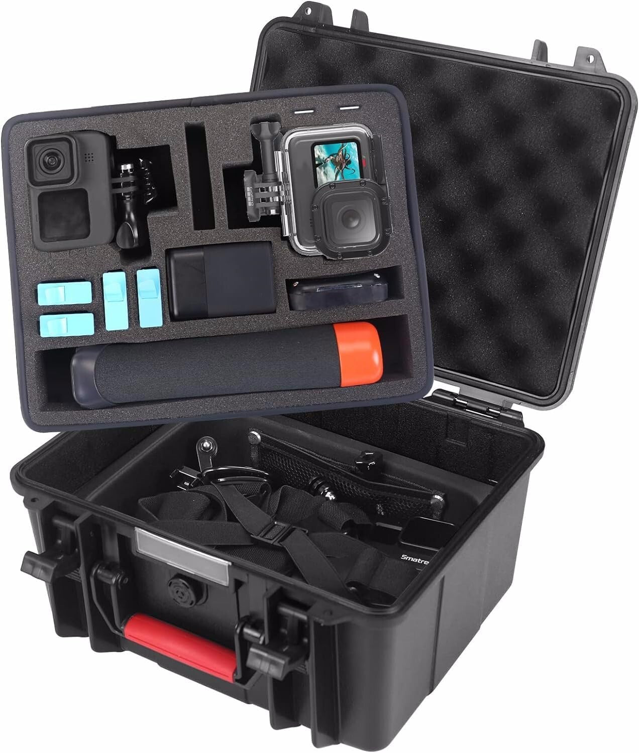 Travel-Friendly Water-Resistant Case for Action Cameras and Accessories Included