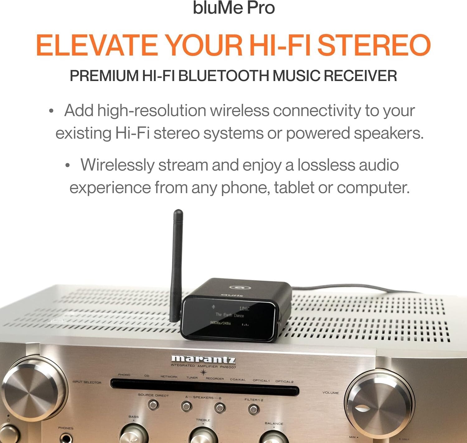 Audiophile BluMe Pro with OLED Display - Premium Bluetooth 5.3 Audio Receiver