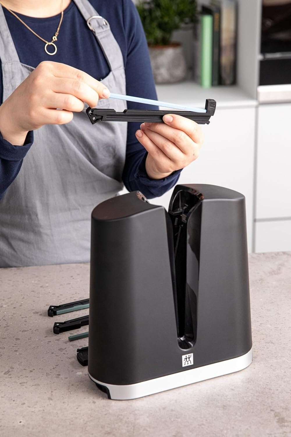 Ergonomic V-Edge Knife Sharpener, Stainless Steel - Professional-Grade results