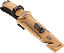 Load image into Gallery viewer, Versatile Brown Rubber Handle Bowie Knife with Firestarter &amp; Cord Cutter, 4.25"