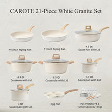 Load image into Gallery viewer, Comprehensive 21-Piece Cooking Set - Induction-Compatible White Granite Cookware