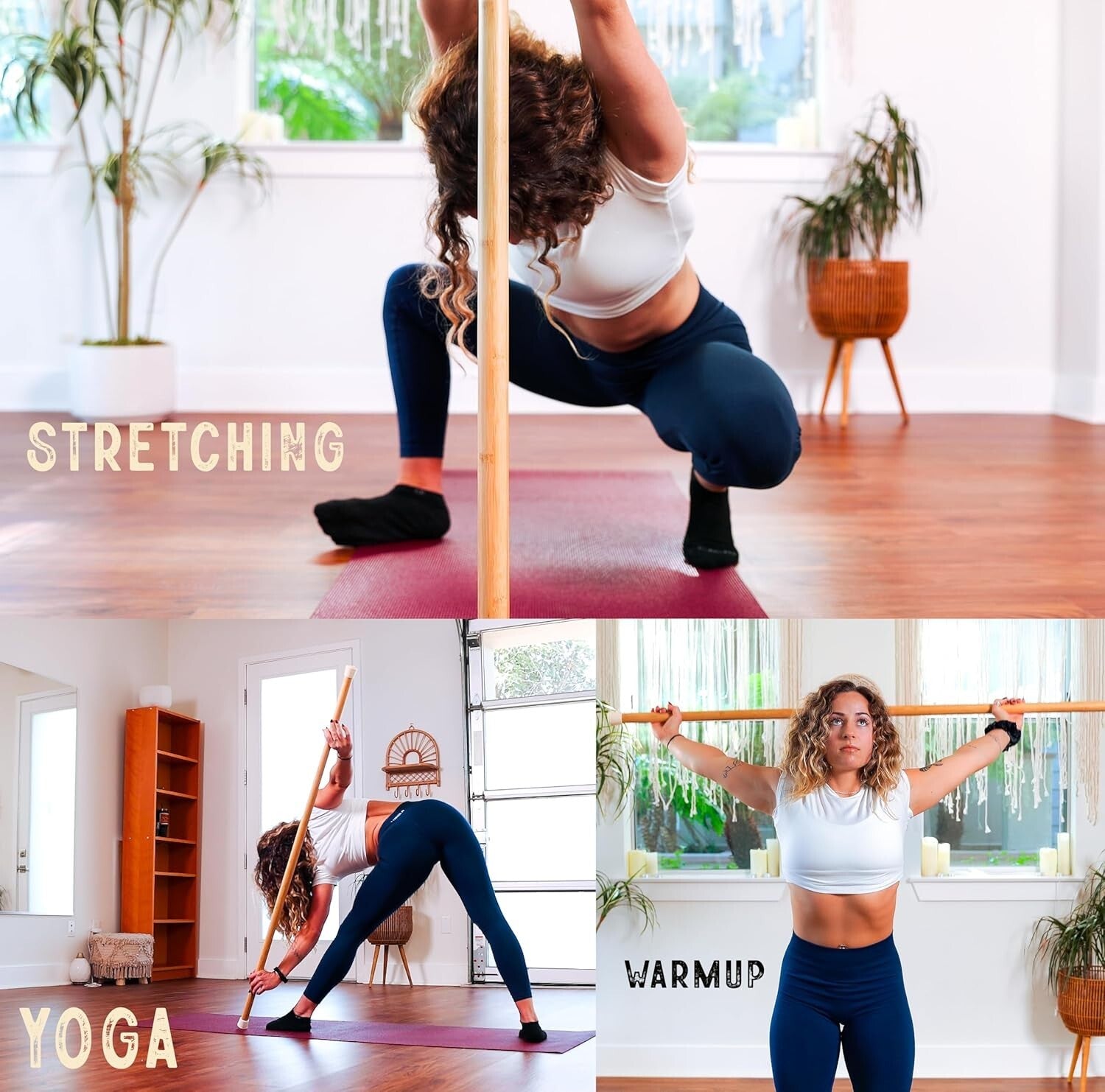 Durable Bamboo Mobility Stick - Versatile Aide for Yoga, Fitness & Martial Arts