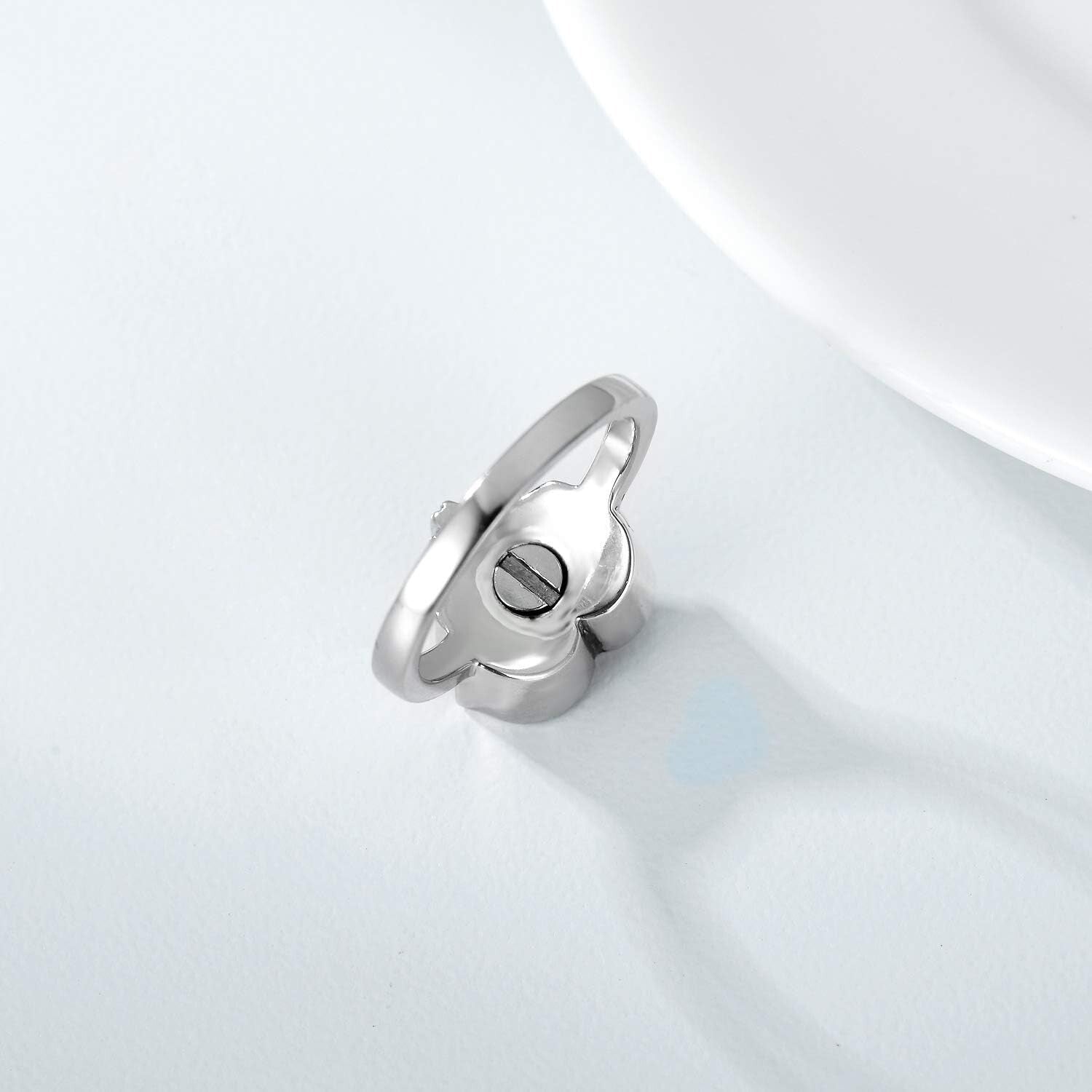 925 Sterling Silver Heart Urn Ring with Blue Crystals - Keepsake for Loved Ones