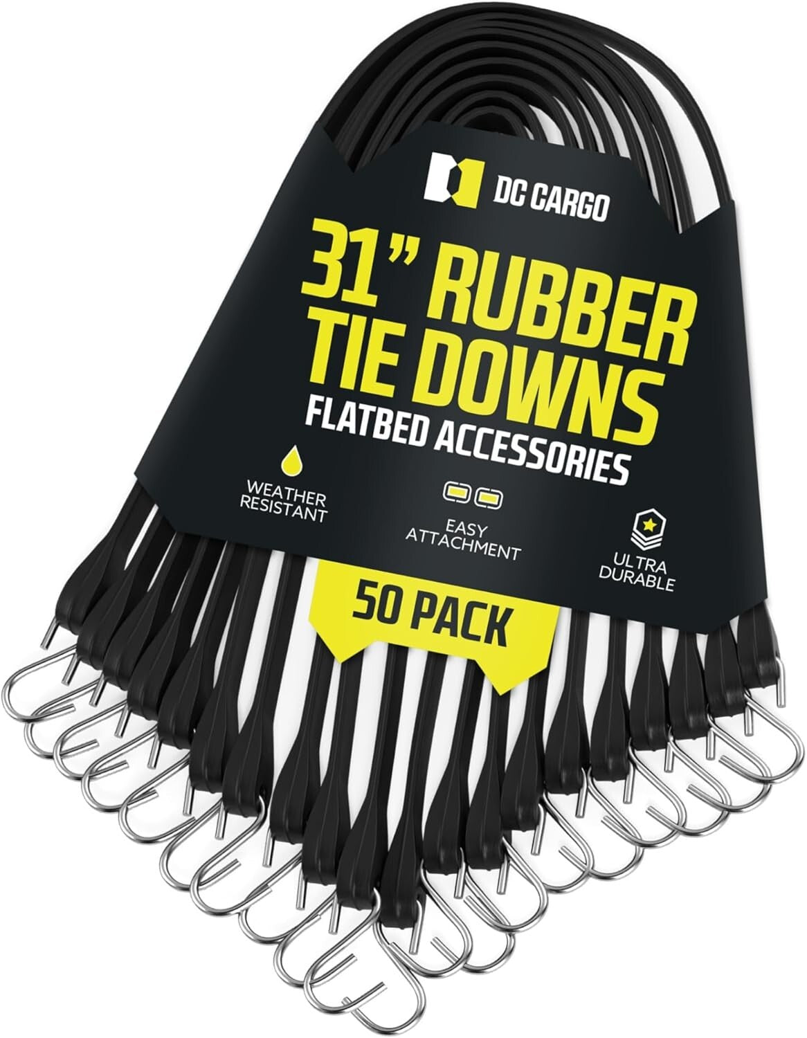 Heavy-Duty 31-Inch Tarp Straps - 50 Pack with Durable S-Hooks for Secure Tying