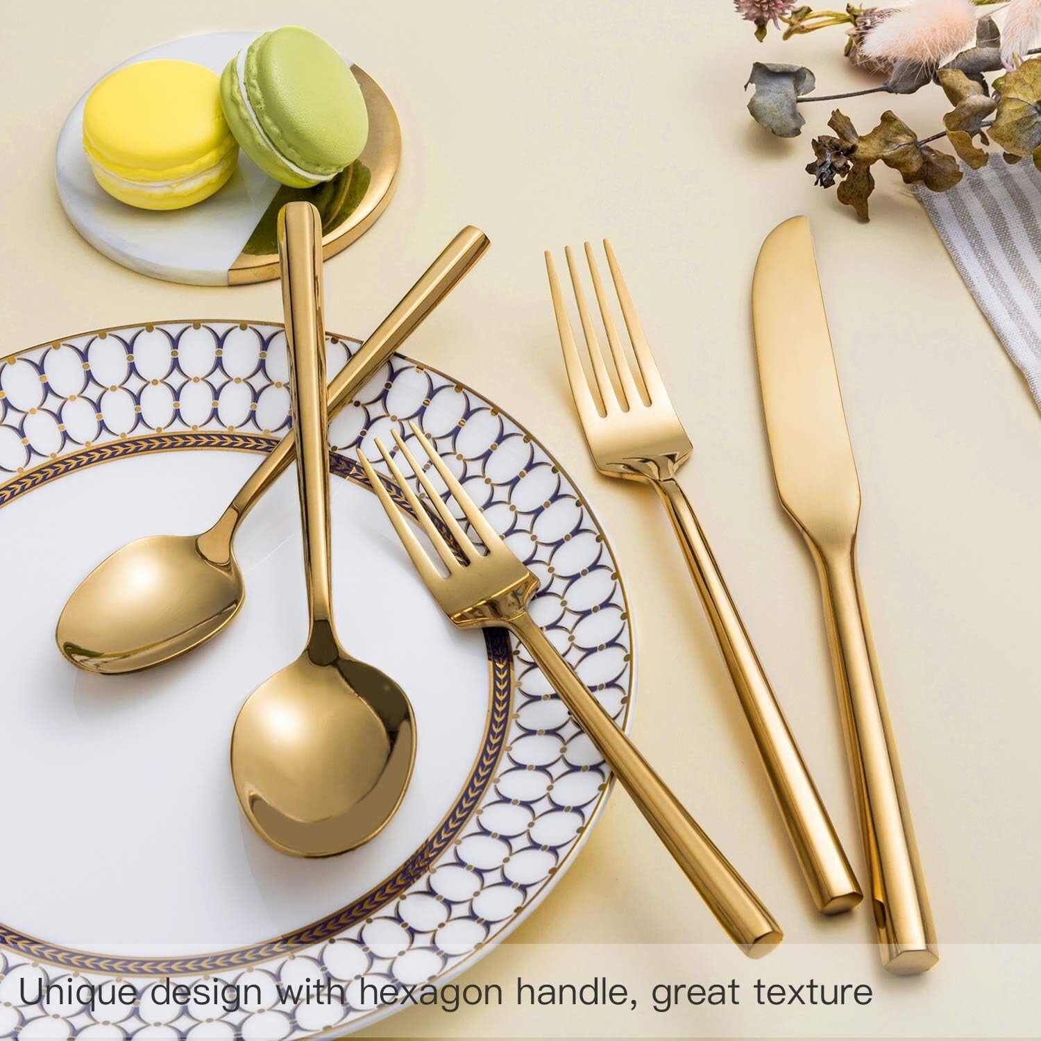 Modern Gold Flatware Set - 40-Piece Stainless Steel Cutlery for Perfect Dining