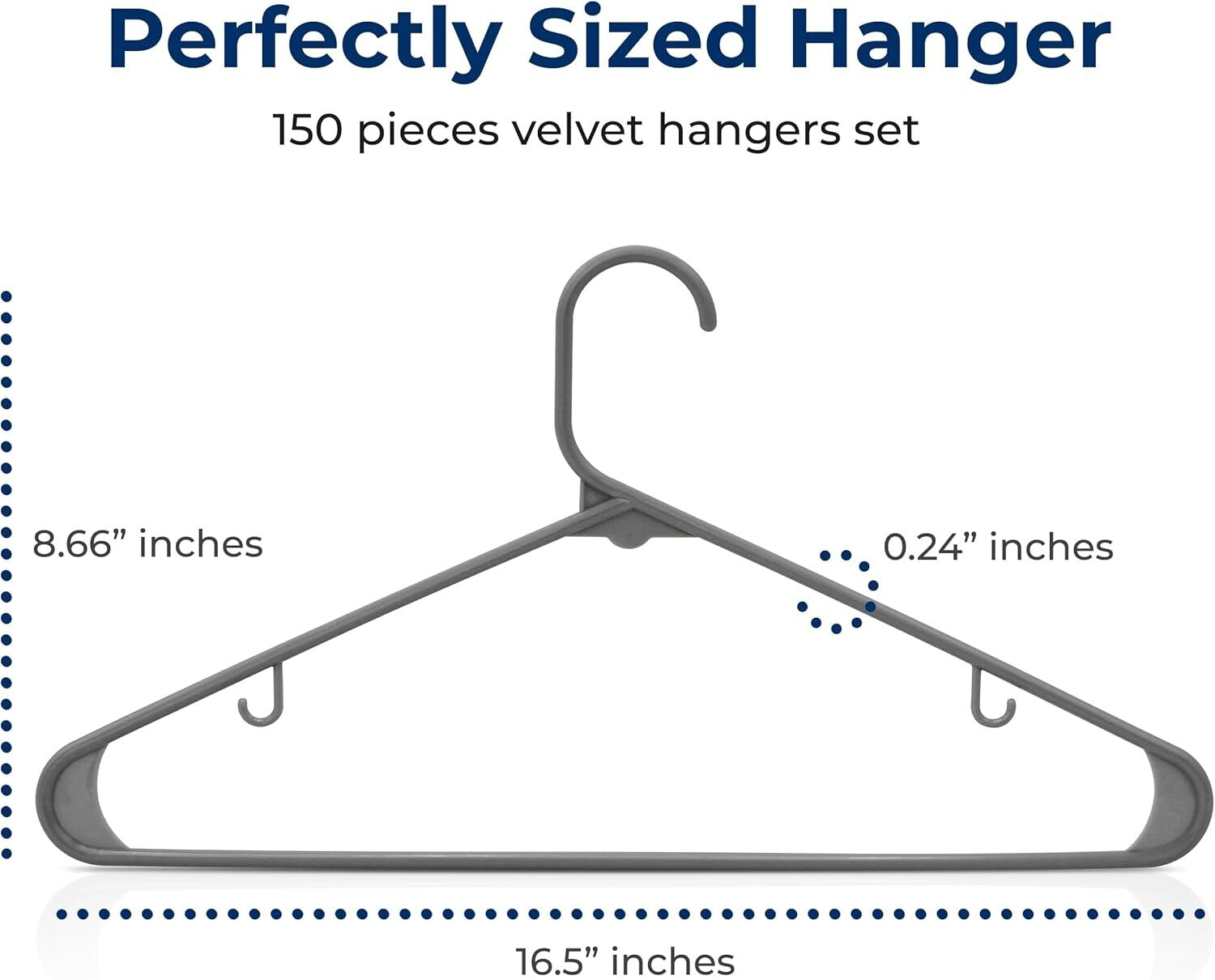 Ergonomic 150-Pack Plastic Hangers with Notch-Free Design - Ultimate Space Saver