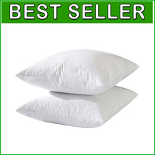 Load image into Gallery viewer, Decorative Throw Pillow Inserts 22in - Set of 2 Feather-Covered White Cushions