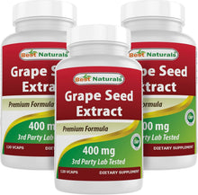 Load image into Gallery viewer, Triple Pack of 120 Vegetarian Capsules - 400 mg Grapeseed Extract Supplement
