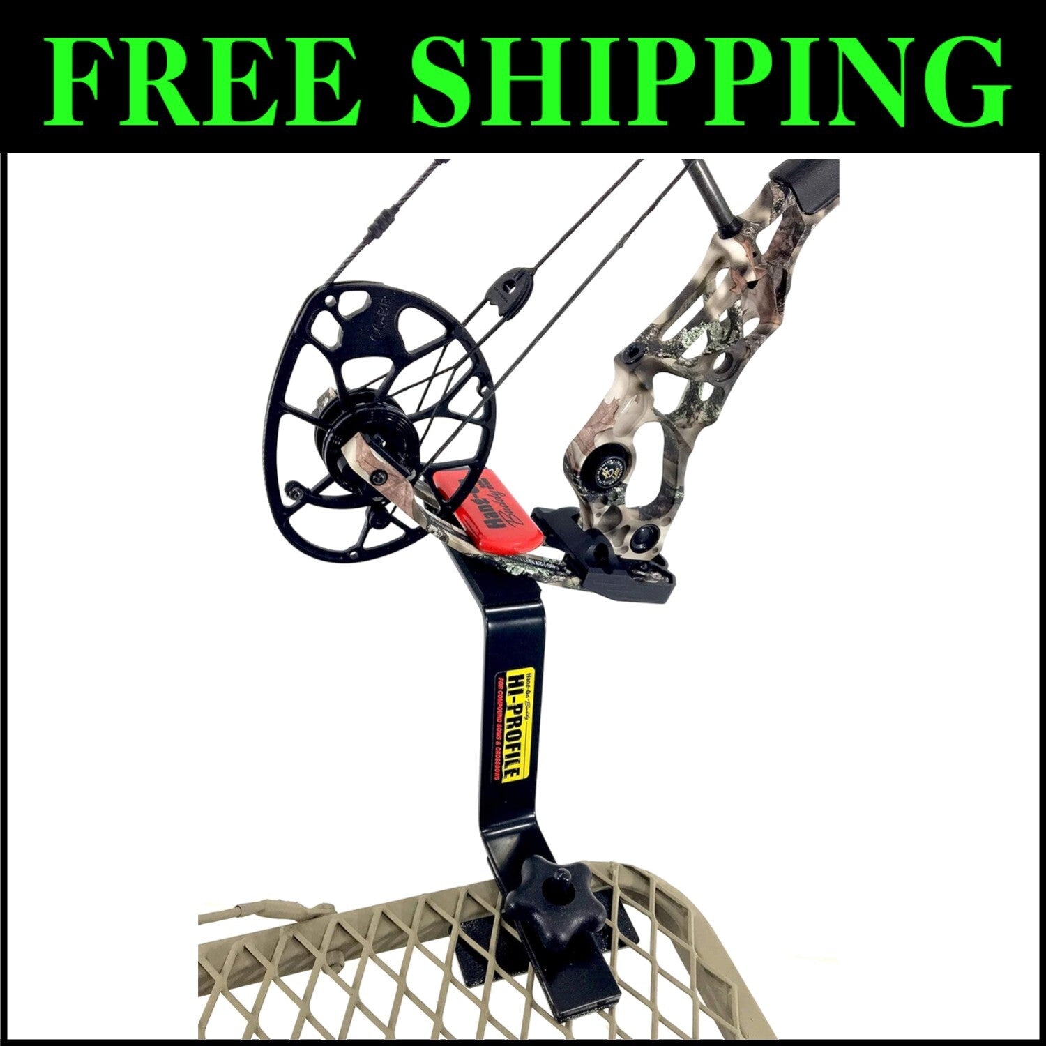 Compact Hi-Profile Bow Holder for Tree Stands - Fits All Hunting Models