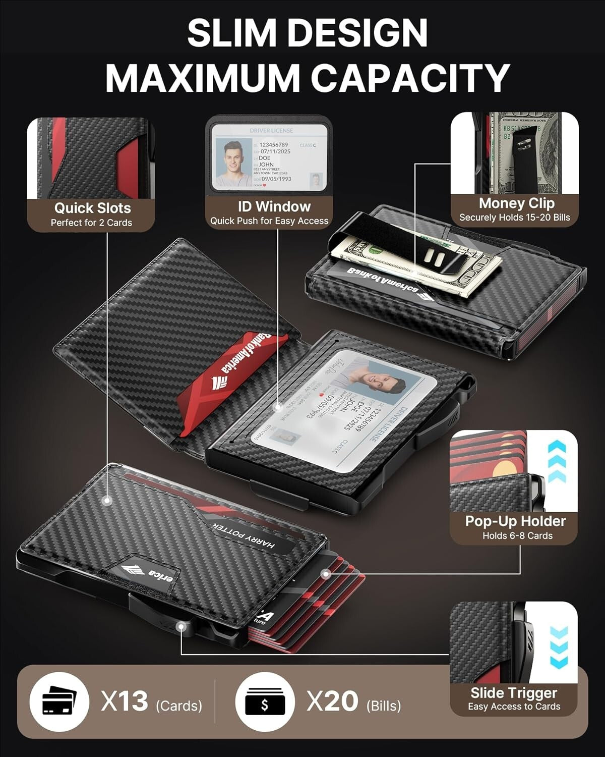 Durable Leather Wallet for Men: RFID, Money Clip & Gift Box - Minimalist Style