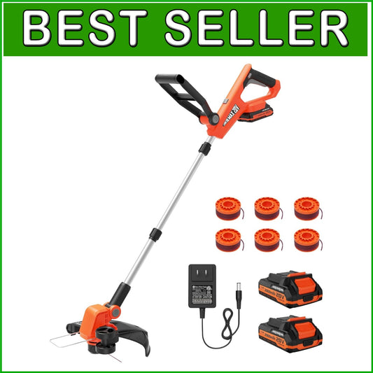 20V 12" Cordless String Trimmer & Edger with Auto Feed - 2 Batteries Included