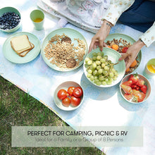 Load image into Gallery viewer, Stylish Solid Green Wheat Straw Dinnerware Set - 32 Pcs, Safe for Kids &amp; Picnics