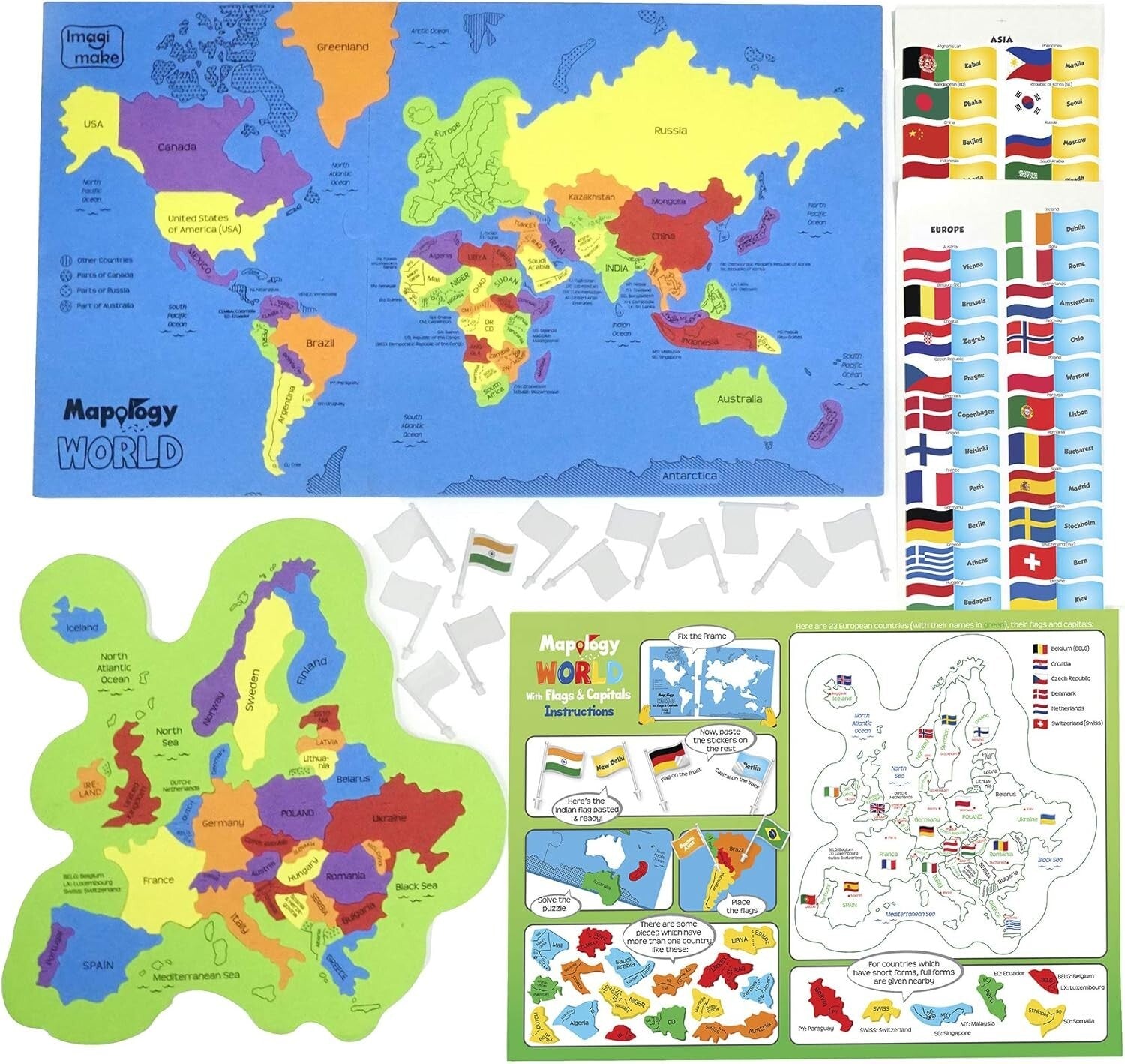 Educational Map Puzzle with Country-Shaped Pieces - Perfect Gift for Ages 5-13