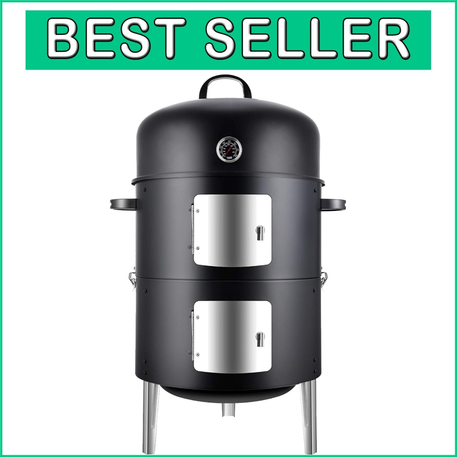 Dual Access 17 Inch Heavy-Duty Charcoal Smoker - Perfect for Every Grill Master