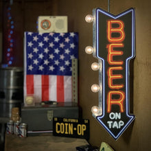 Load image into Gallery viewer, Retro Neon Beer On Tap Double-Sided Sign with LED Bulbs – Perfect for Man Caves
