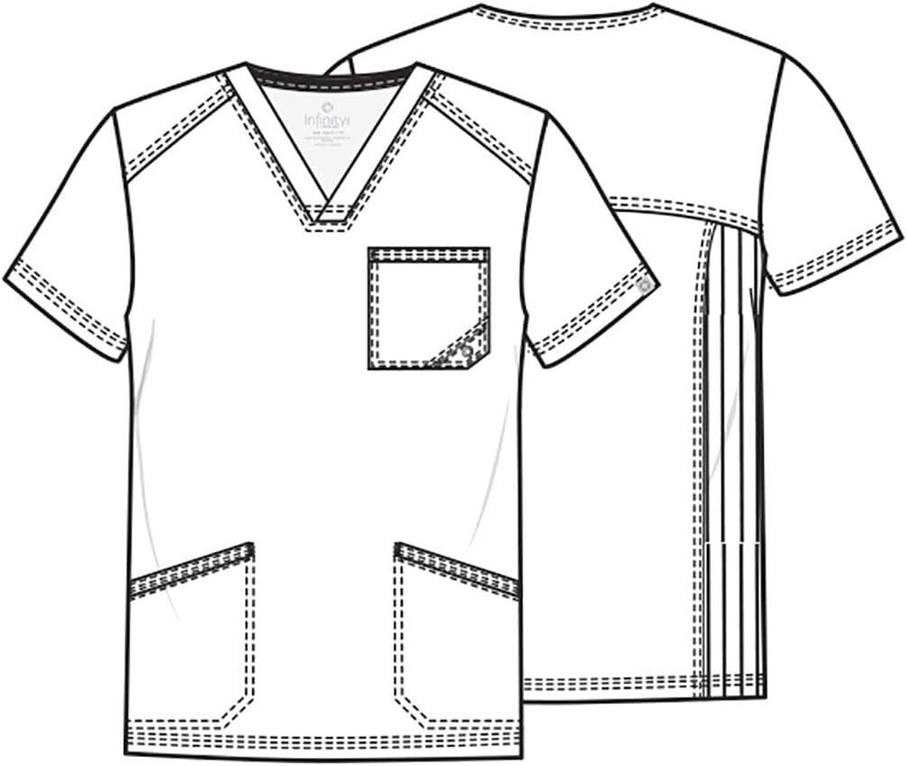 Stylish V-Neck Scrub Top for Men with Chest Pocket and Knit Back Panels