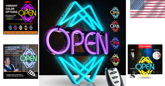 Eye-Catching Wall Mount LED Open Sign - 49 Colors, Bright Visibility Day & Night