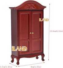 Load image into Gallery viewer, 6-Piece Mahogany Dollhouse Furniture Set - Includes Bed, Wardrobe &amp; More
