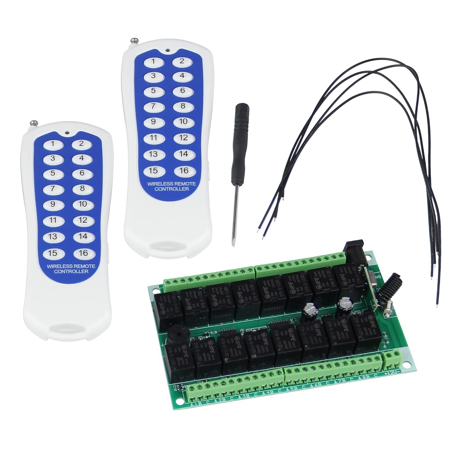433MHZ 16-Channel Remote Control Relay Switch with 2 Transmitters for Efficiency