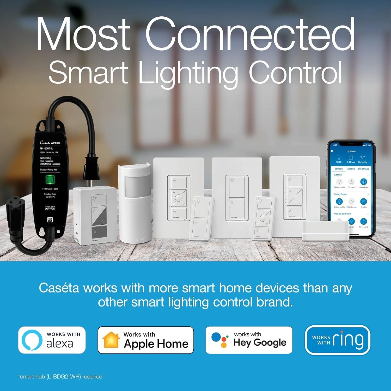 Caseta Original Smart Dimmer Switch with Wireless Remote for Seamless Lighting