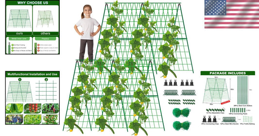 48" x 48" A-Frame Metal Trellis Set for Healthy Climbing Vegetables & Flowers