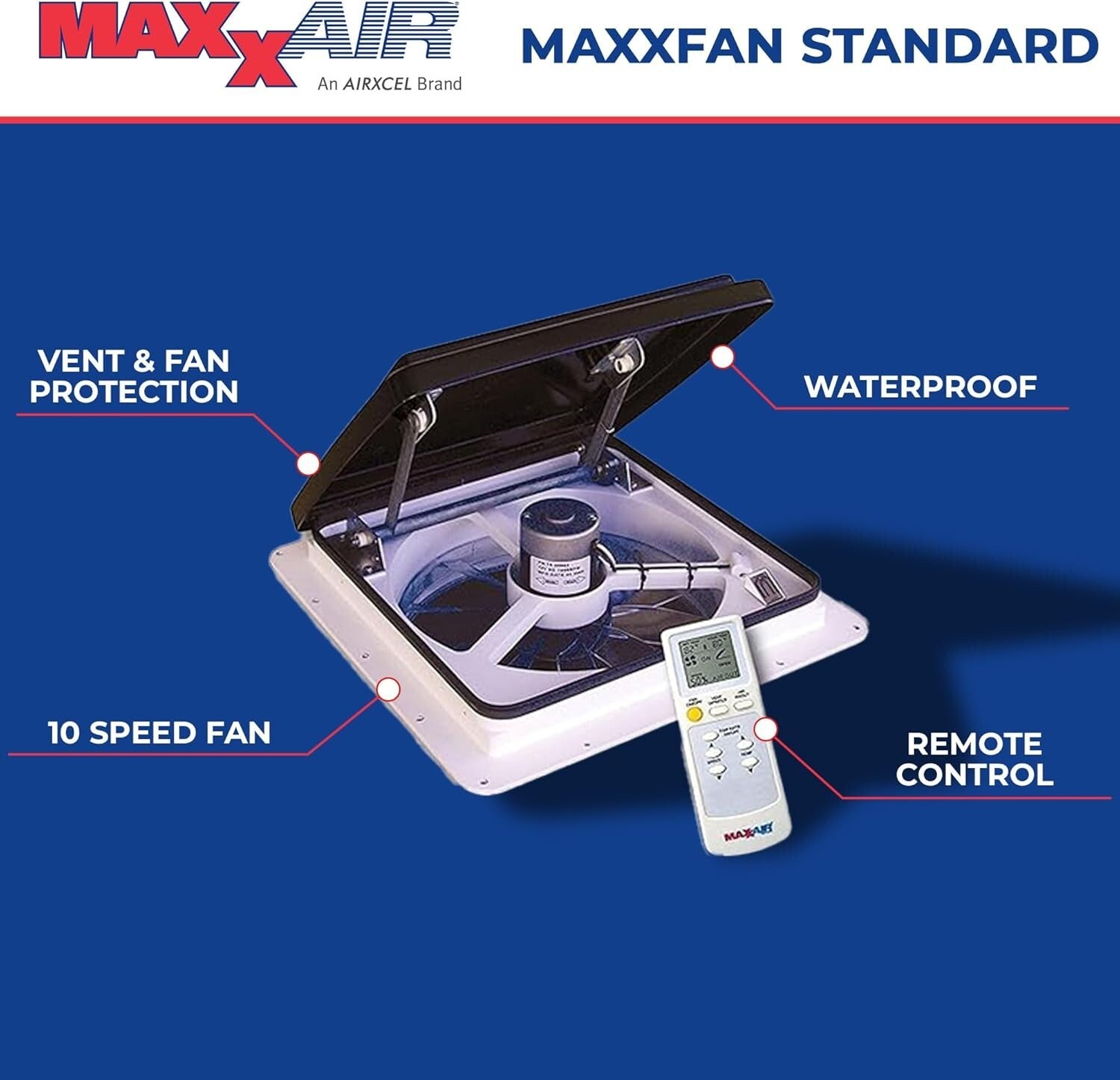Maxxfan Plus 10-Speed High-Powered RV Intake & Exhaust Fan with Remote Control