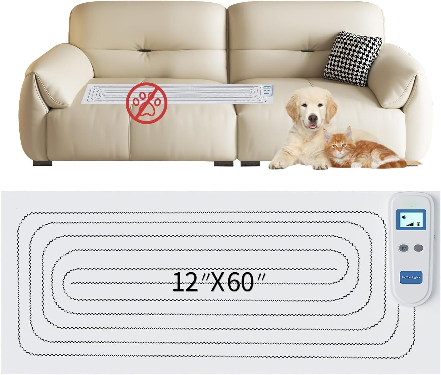 Blue Cat Scat Mat 12x60 with Adjustable Shock Levels - Effective Indoor Training