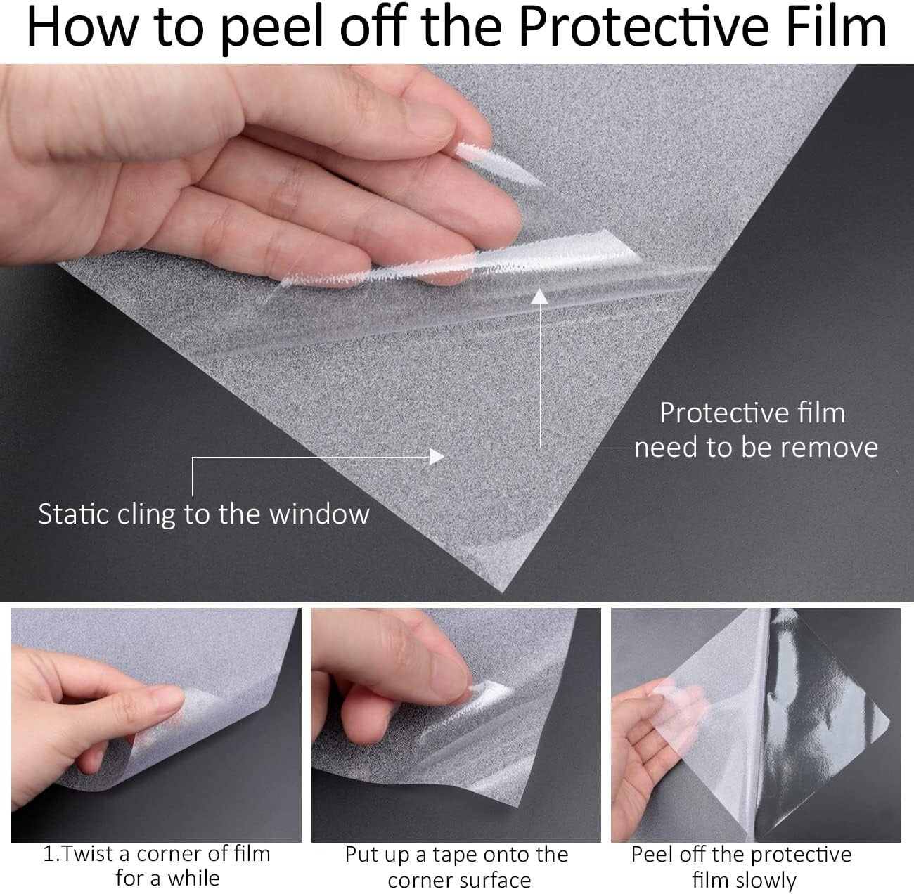 Eco-Friendly Frosted Window Film for Energy Saving - 45.2" x 6.5" UV Blocking