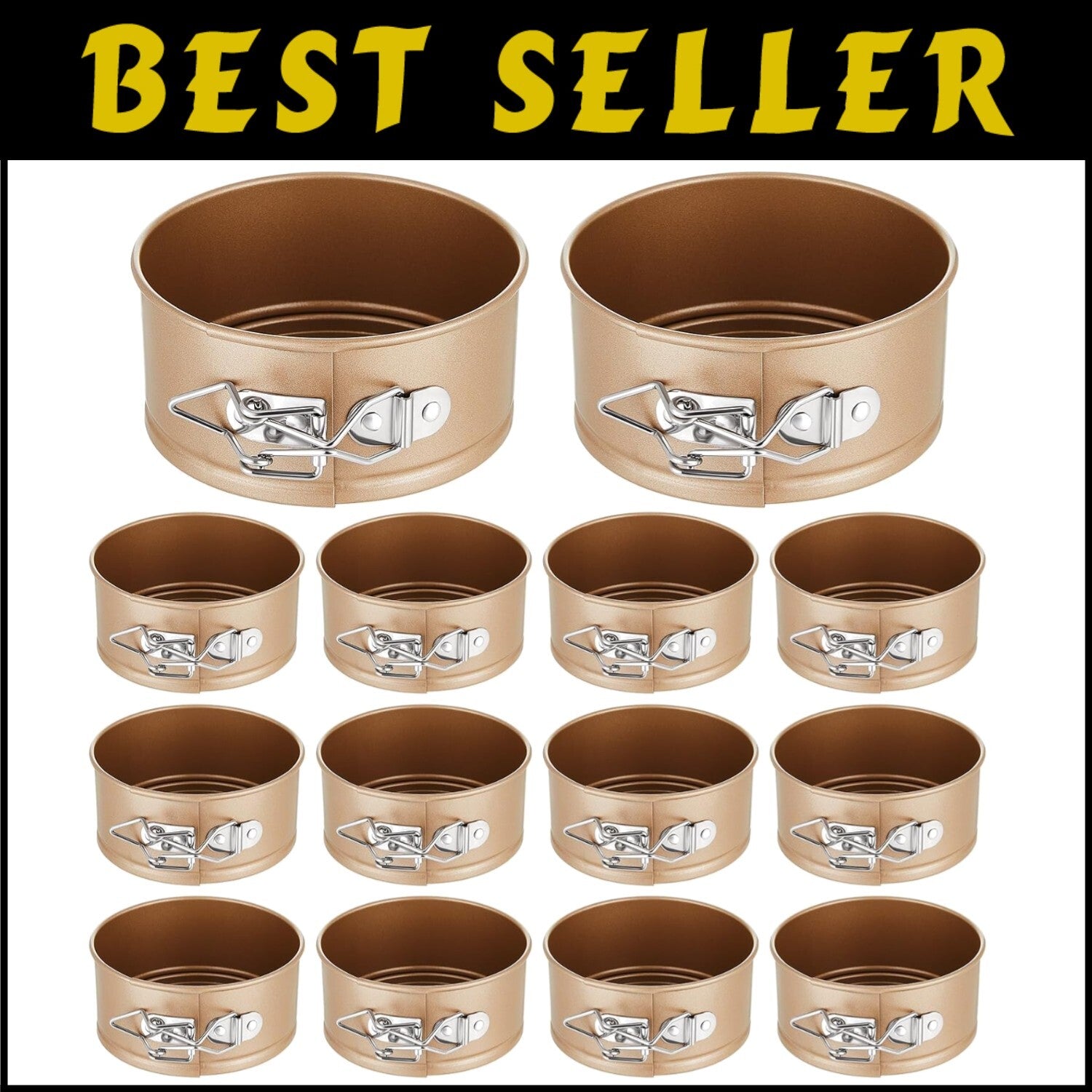 12 Pcs Gold Mini Springform Pans - 4 Inch Nonstick Cake Molds for Desserts